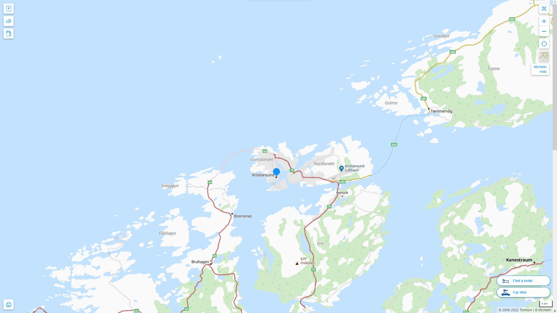Kristiansund Norvege Autoroute et carte routiere
